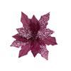 PREMIER DECORATIONS PLUM GLITTER POINSETTIA WITH VELVET CLIP ON 30CM