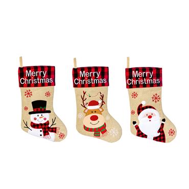 PREMIER DECORATIONS STOCKING TARTAN WITH JUTE