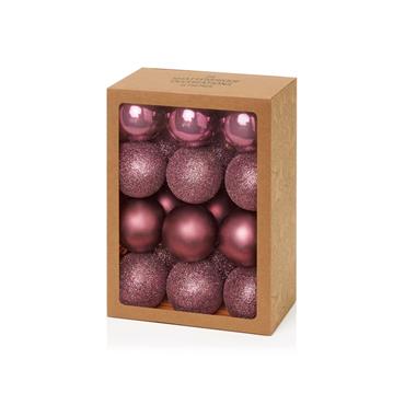 PREMIER DECORATIONS PLUM MULTI FINISH BALLS 24X60MM