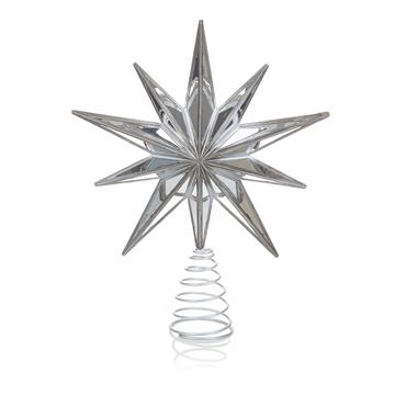 PREMIER DECORATIONS MIRROR STAR TREE TOPPER WITH SILVER EDGING 30CM
