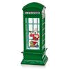 PREMIER DECORATIONS GREEN TELEPHONE BOX W/SANTA WATER SPINNER 27CM