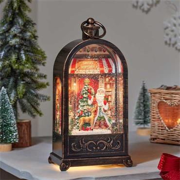 THREE KINGS SNOWSWIRL SANTA'S WORKSHOP LANTERN