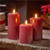 THREE KINGS 15CM FAUX FLAME PILLAR CANDLE - RED
