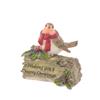 FLORALSILK RESIN ROBIN ON XMAS LOG 10CM