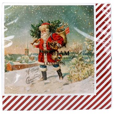 GISELA GRAHAM NOSTALGIA SANTA NAPKINS PACK/20