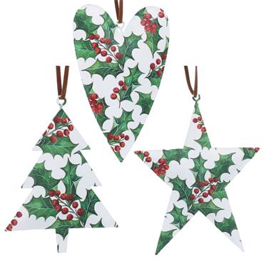 GISELA GRAHAM HOLLY TIN HEART/TREE/STAR