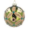 GISELA GRAHAM GREEN/GOLD BEADED TRELLIS W JEWEL GLASS BALL