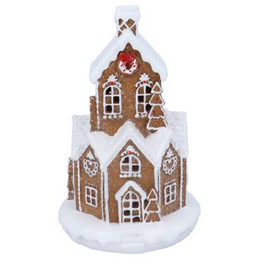 GISELA GRAHAM RESIN WHITE ICED LED GINGERBREAD VILLAGE LGE