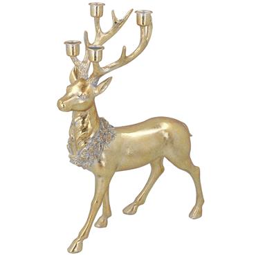 GISELA GRAHAM GOLD RESIN STAG CANDELABRA