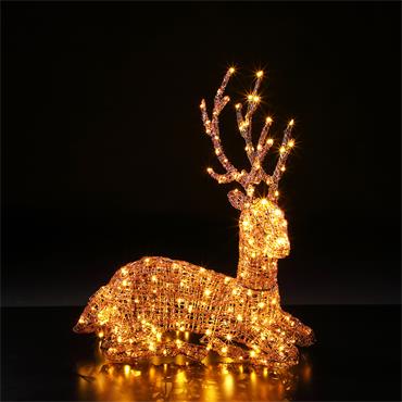 NOMA 85CM BROWN ACRYLIC RESTING DAD DEER WITH 180 LEDS