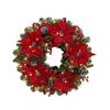 POINSETTIA PINE 26" WREATH PRELIT
