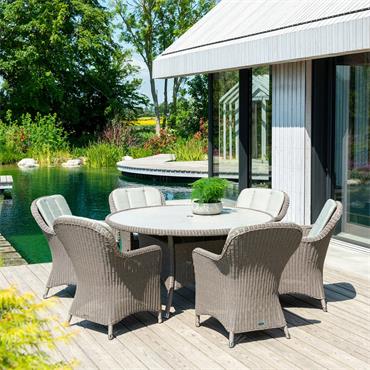 ALEXANDER ROSE HAZELMERE 6 SEAT DINING SET - GREY WEAVE