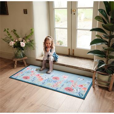 HUG RUG BUTTERFLY GARDEN BLUE RUNNER 65X150