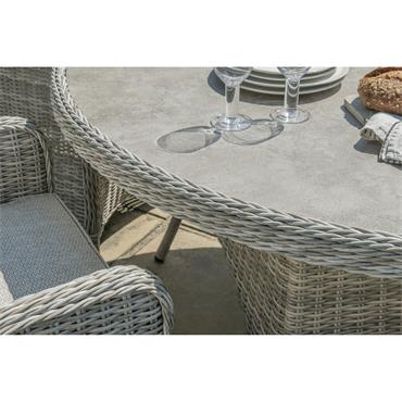 WROXHAM DELUXE 6 SEAT DINING SET BEIGE WEAVE