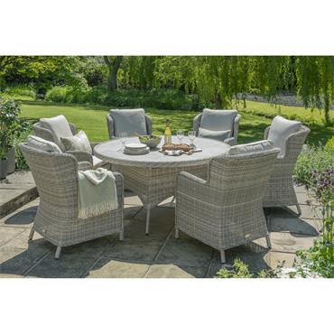 WROXHAM DELUXE 6 SEAT DINING SET BEIGE WEAVE