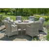 WROXHAM DELUXE 6 SEAT DINING SET BEIGE WEAVE
