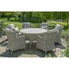 WROXHAM DELUXE 6 SEAT DINING SET BEIGE WEAVE