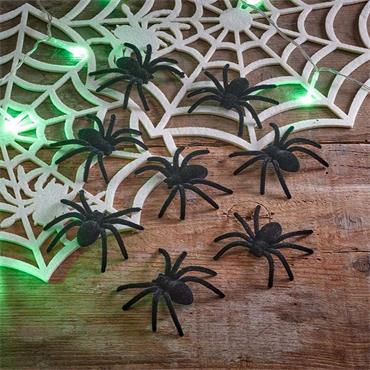 SMART GARDEN HALLOWEEN FURRY SPIDERS BLACK x 8