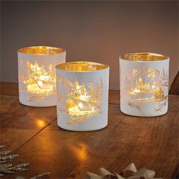 THREE KINGS WONDERLAND T-LIGHT HOLDERS 3PK WHITE