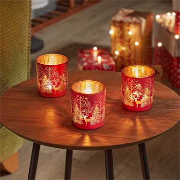 THREE KINGS WONDERLAND T-LIGHT HOLDERS 3PK RUBY