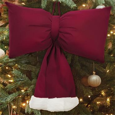 THREE KINGS 13CM SANTA PADDED BOW - BURGUNDY