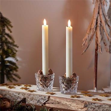 THREE KINGS FAUX FLAME TABLE CANDLES 2PK - CREAM