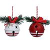 GISELA GRAHAM METAL SLEIGH BELL 6CM RED/WHITE W SPRIG