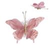 GISELA GRAHAM CLIP-ON BUTTERFLY 15CM PINK FEATHER & SEQUIN