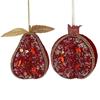 GISELA GRAHAM RED FABRIC/SEQUIN HALF FRUIT DEC