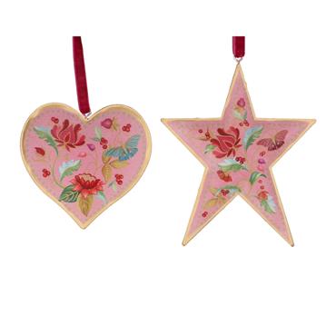 GISELA GRAHAM TIN HEART/STAR 11CM PINK/FLORIBUNDA