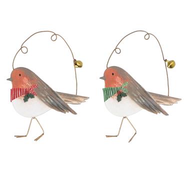 GISELA GRAHAM WOOD DEC 9CM ROBIN W SCARF