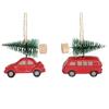 GISELA GRAHAM RESIN RED CAR W FIR TREE DEC