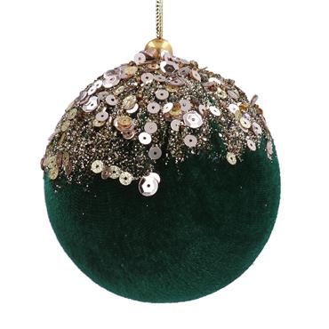 GISELA GRAHAM GREEN VELVET BALL W GOLD CASCADE