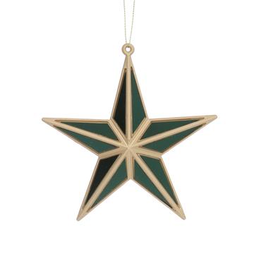 GISELA GRAHAM GOLD ACRYLIC GREEN/MIRROR 5-POINT STAR DEC SML