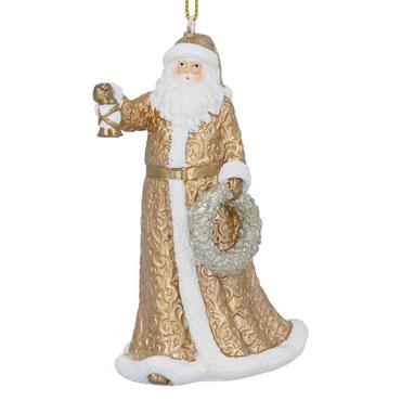GISELA GRAHAM RESIN GOLD & WHITE SANTA DEC