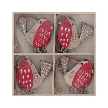 GISELA GRAHAM PAINTED WOOD ROBIN DEC BOX/8