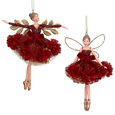 GISELA GRAHAM RESIN FAIRY 15CM BURGUNDY/FLORIBUNDA