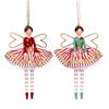 GISELA GRAHAM RESIN HANGING DEC 14CM RED/GREEN/WHITE STRIPE