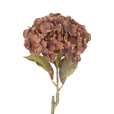 GISELA GRAHAM STEM 62CM DUSKY PINK/GOLD GLITTER HYDRANGEA