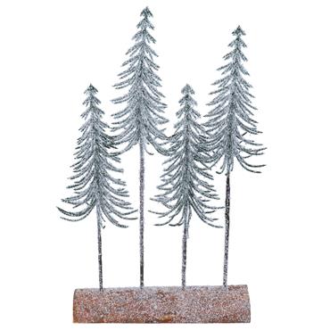 GISELA GRAHAM SNOWY TALL BRISTLE 4 TREE ON LOG ORN