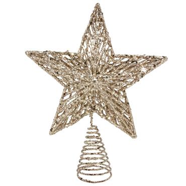 GISELA GRAHAM GOLD SPARKLING MOULDED TREE TOP STAR 35CM