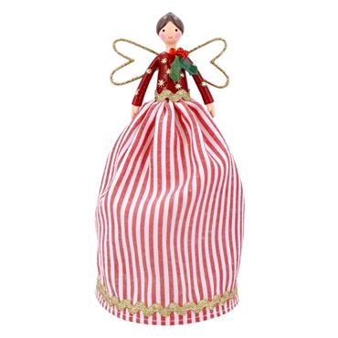 GISELA GRAHAM RED STRIPE RESIN/FABRIC TREE TOP FAIRY SML