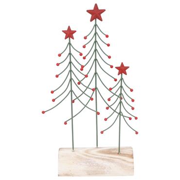 GISELA GRAHAM TRIO OF WIRE FIR TREES ON LOG LGE