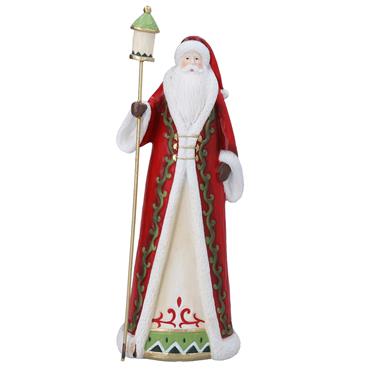 GISELA GRAHAM RESIN ORN 30CM SANTA W LANTERN STAFF