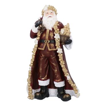 GISELA GRAHAM RESIN SANTA 45CM BURGUNDY & GOLD