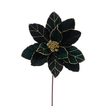 FLORALSILK VELVET GLITTER POINSETTIA STEM