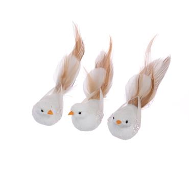 FLORALSILK FEATHER BIRD SET X3 19CM