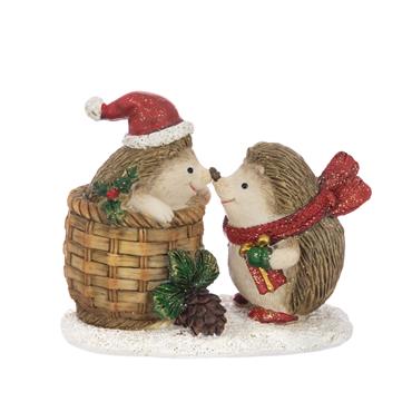 FLORALSILK RESIN KISSING HEDGEHOGS 9CM