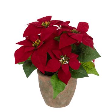 FLORALSILK POINSETTIA IN POT 33CM ARTIFICIAL