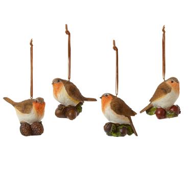 PREMIER DECORATIONS ROBIN ON NUT HANGING DEC